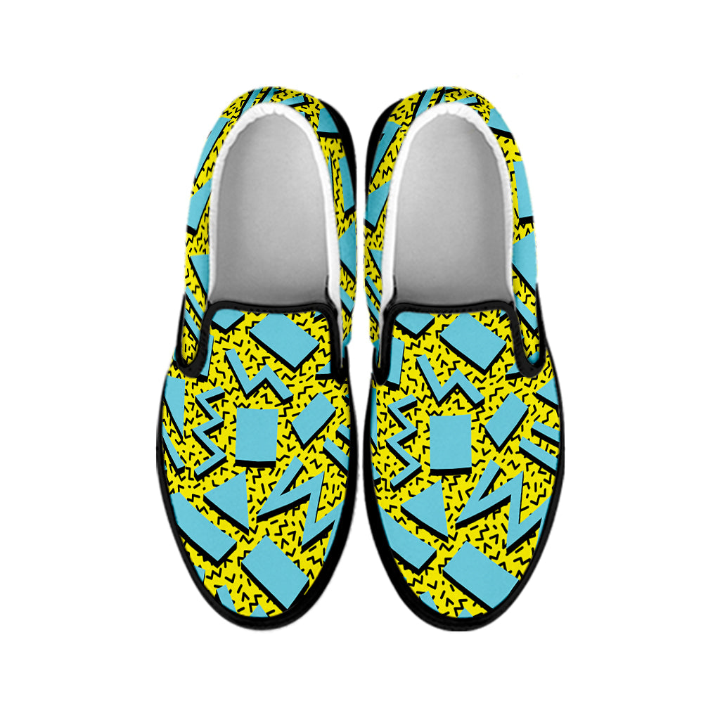 Retro Funky Pattern Print Black Slip On Shoes