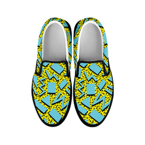 Retro Funky Pattern Print Black Slip On Shoes