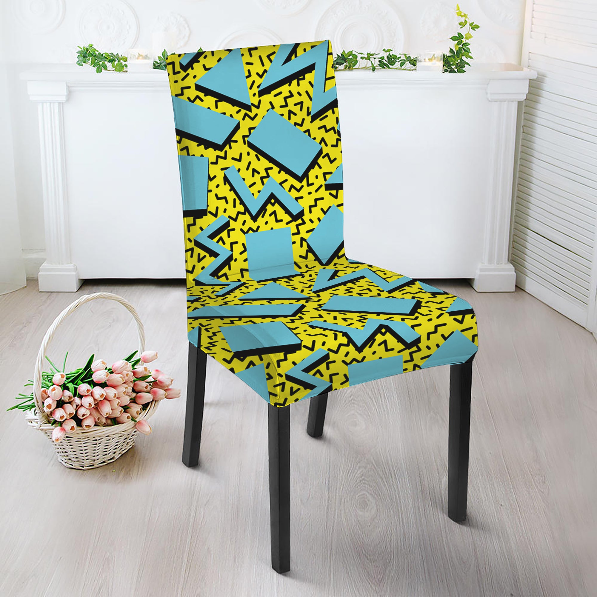 Retro Funky Pattern Print Dining Chair Slipcover