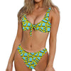 Retro Funky Pattern Print Front Bow Tie Bikini