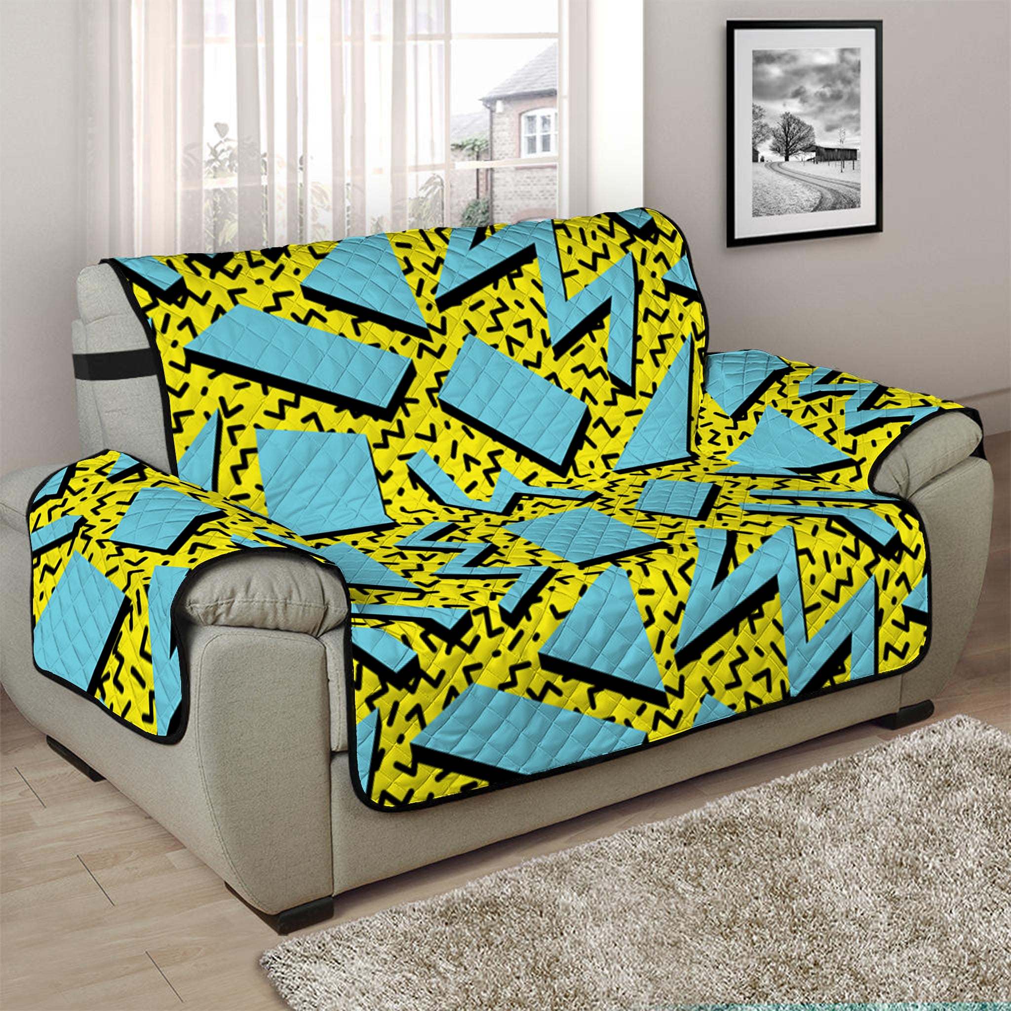 Retro Funky Pattern Print Half Sofa Protector