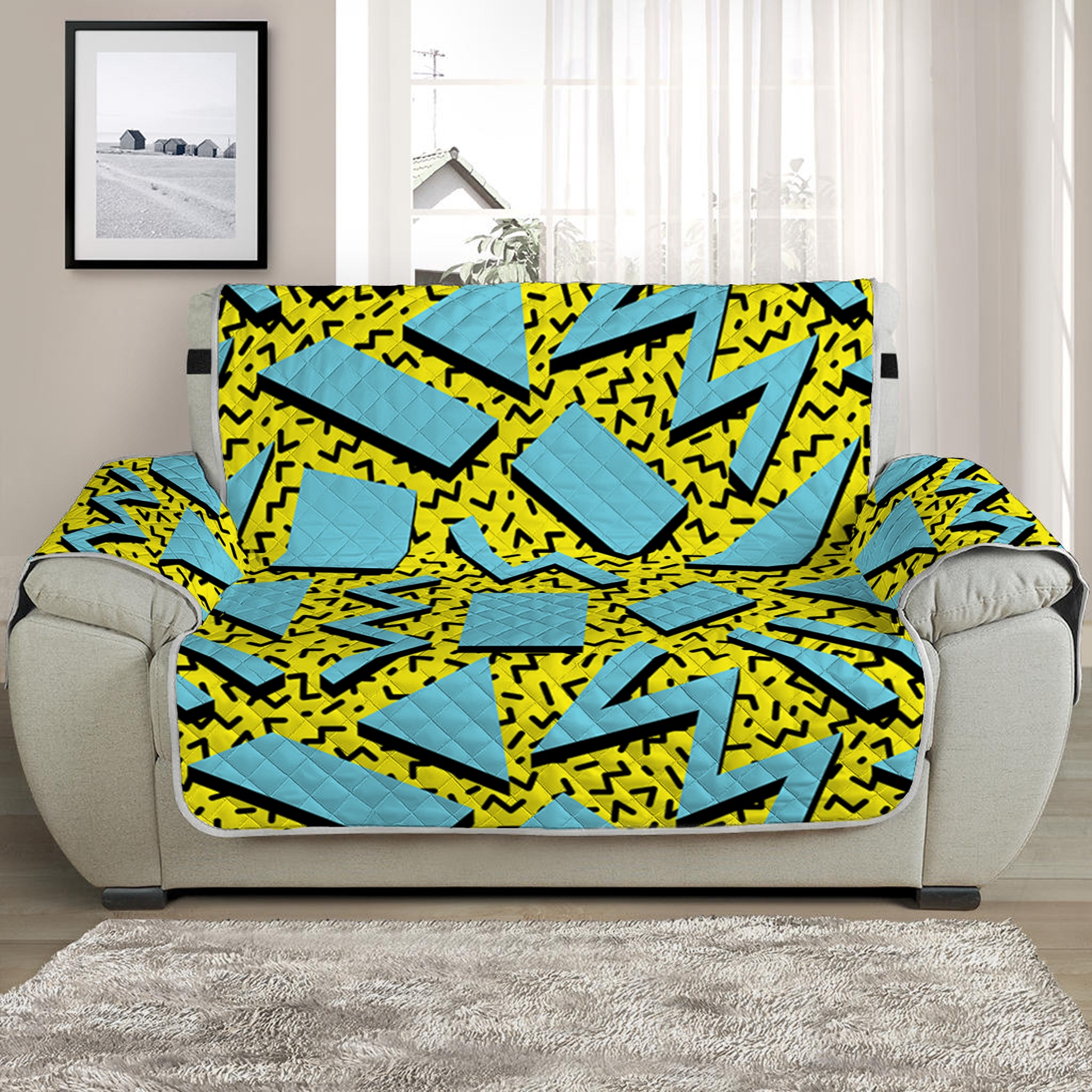 Retro Funky Pattern Print Half Sofa Protector