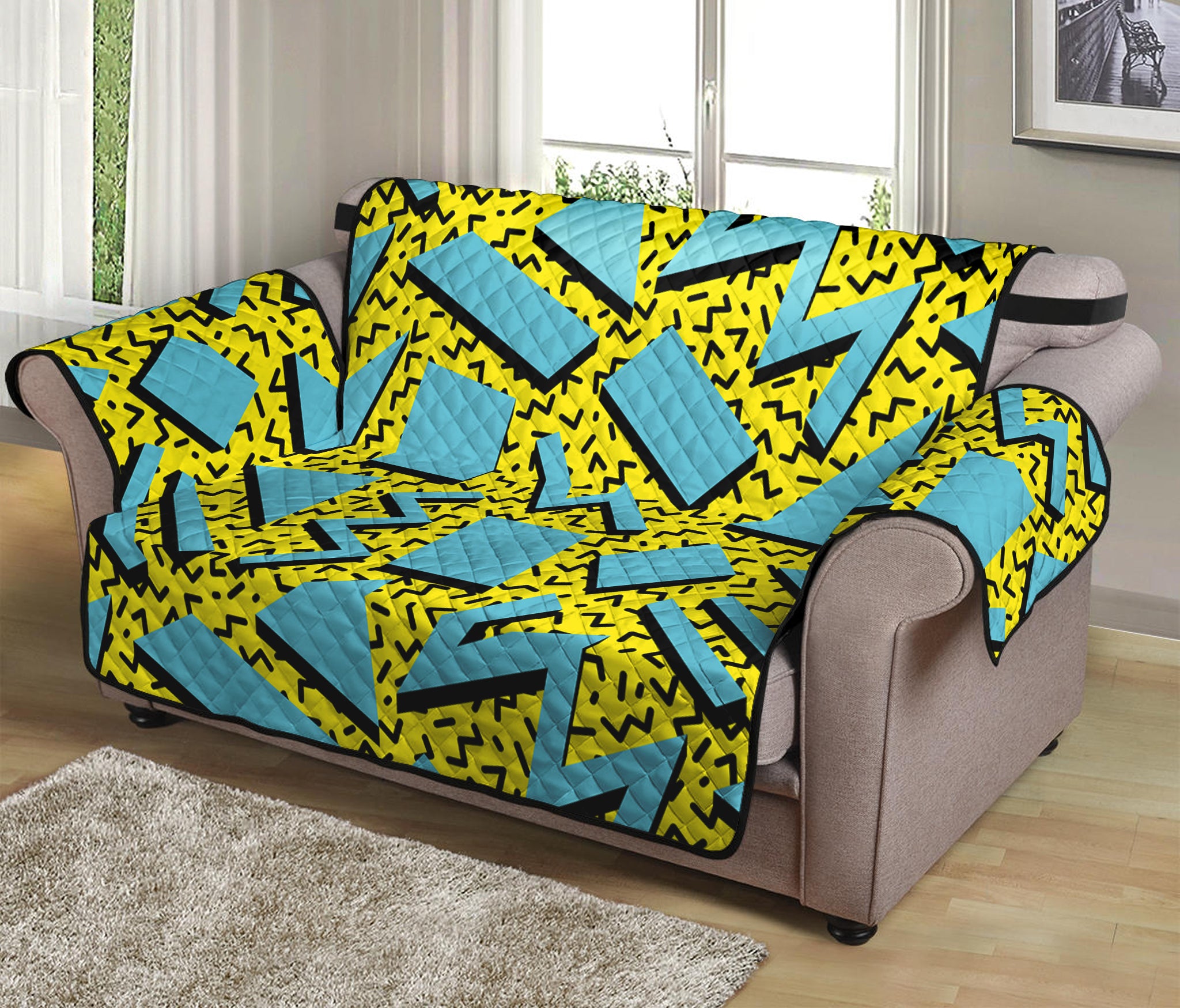 Retro Funky Pattern Print Loveseat Protector