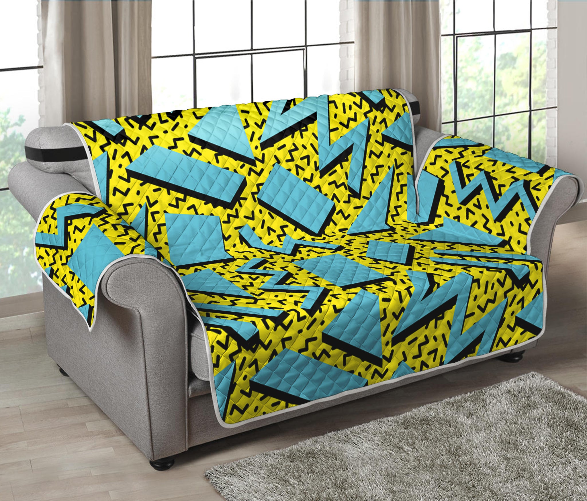 Retro Funky Pattern Print Loveseat Protector