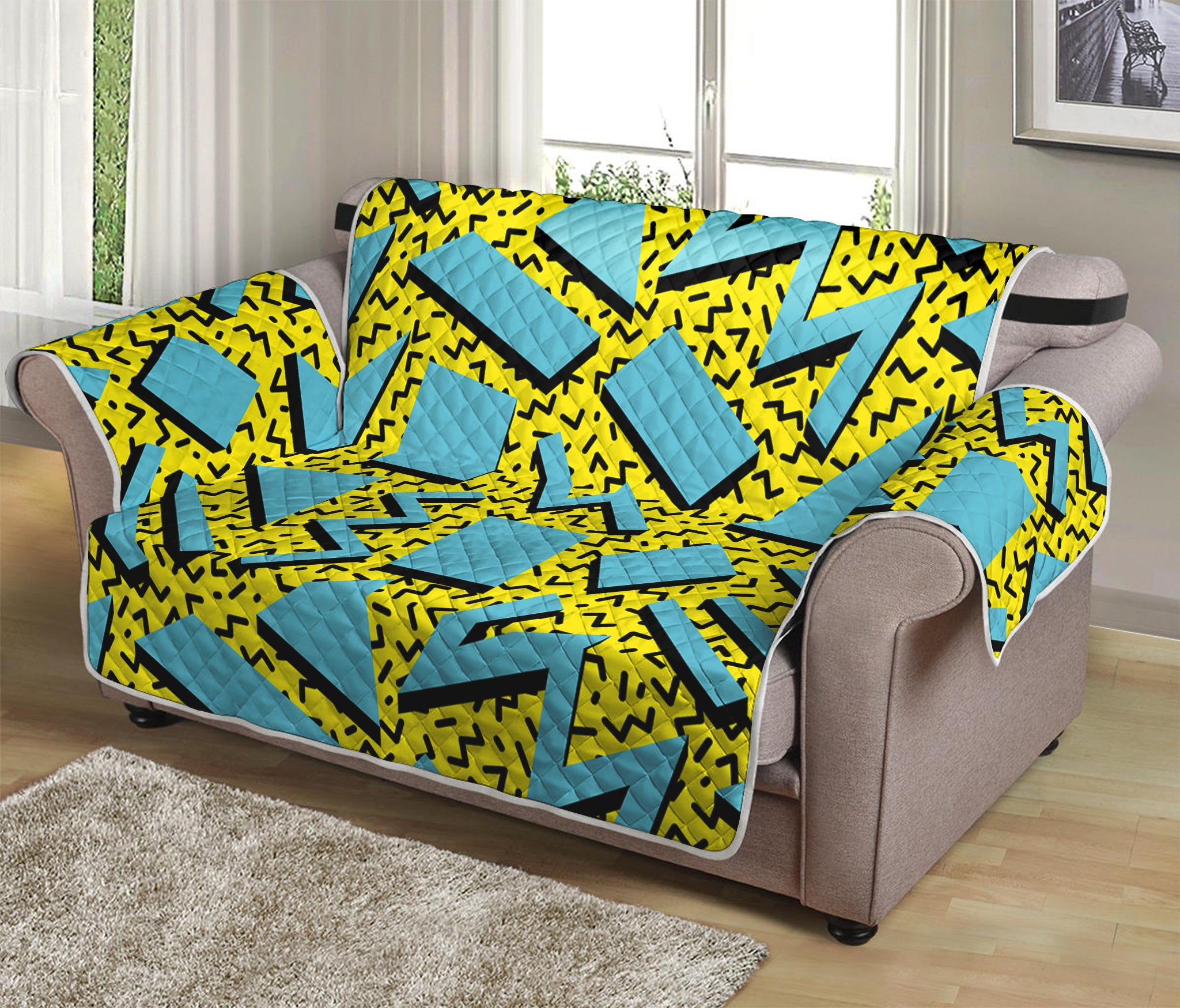 Retro Funky Pattern Print Loveseat Protector