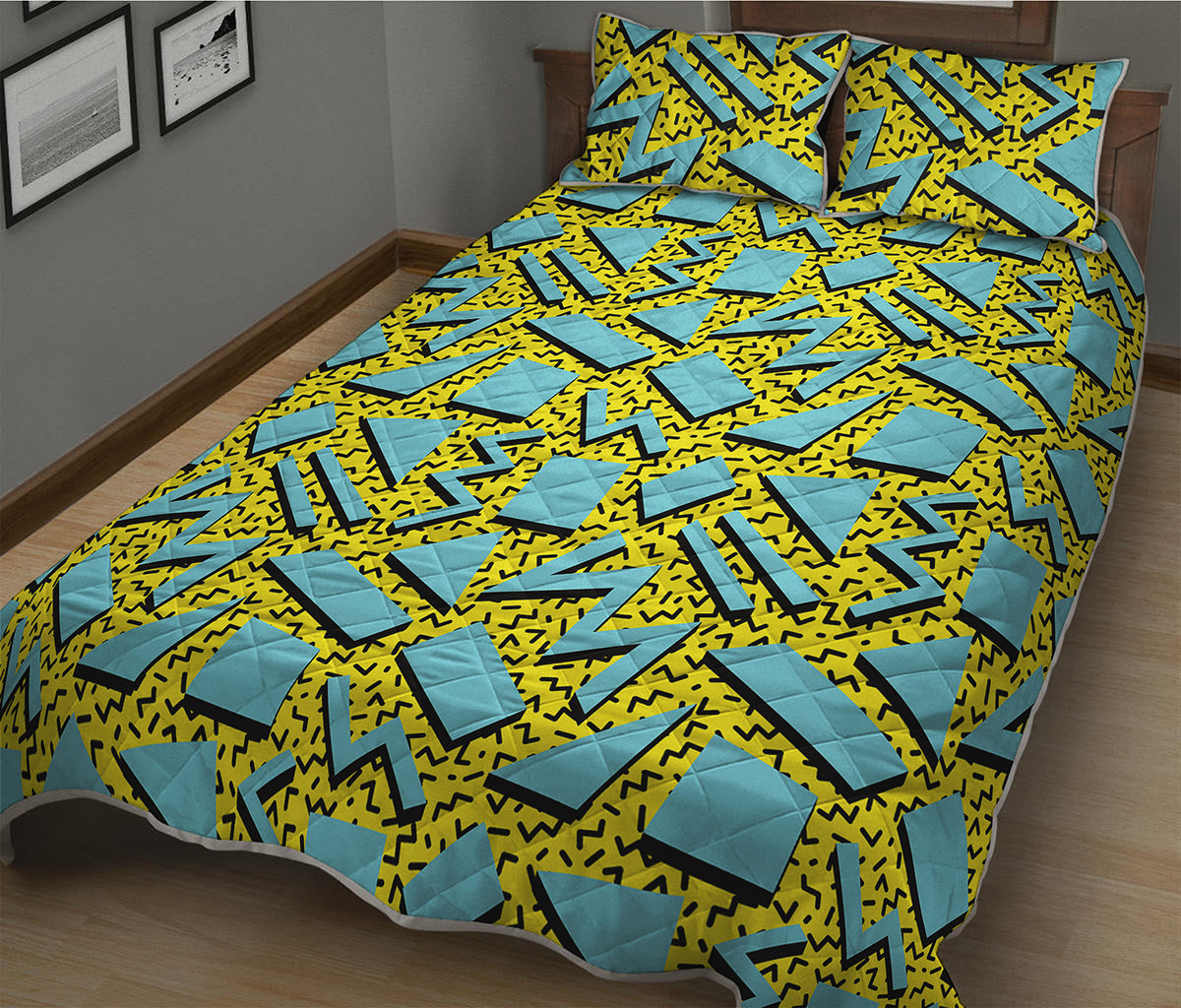 Retro Funky Pattern Print Quilt Bed Set