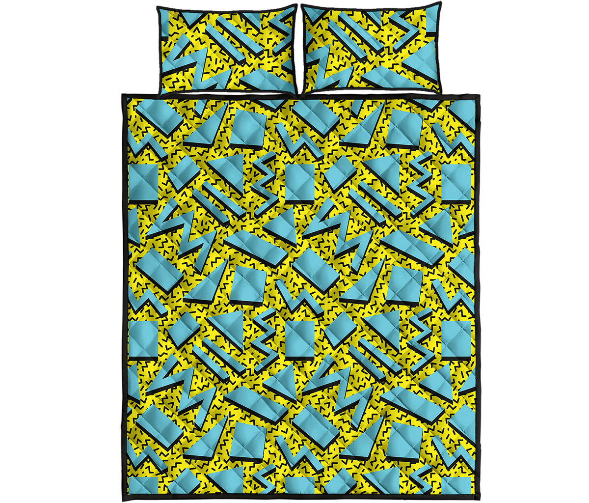 Retro Funky Pattern Print Quilt Bed Set