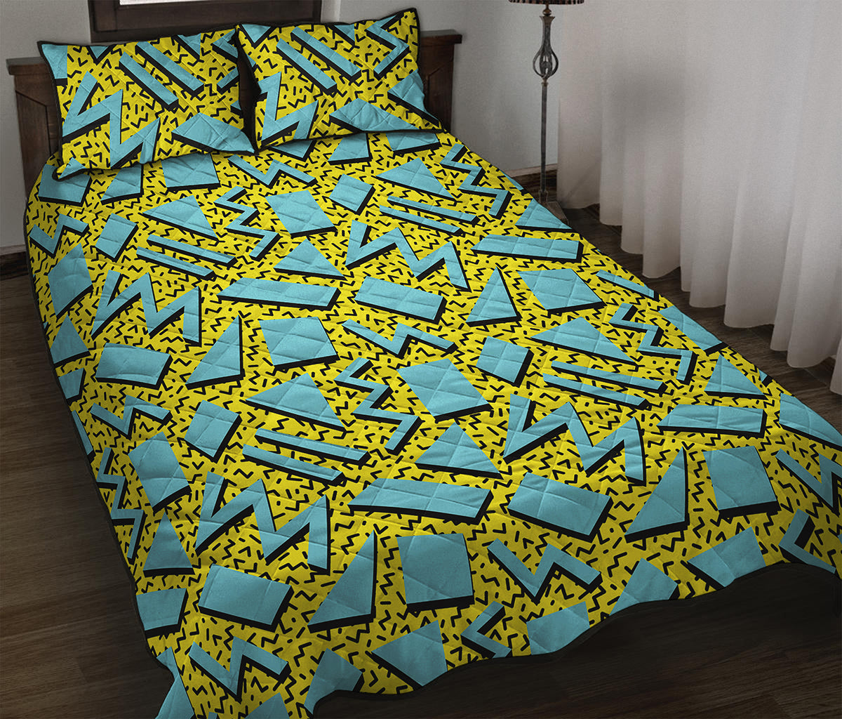 Retro Funky Pattern Print Quilt Bed Set