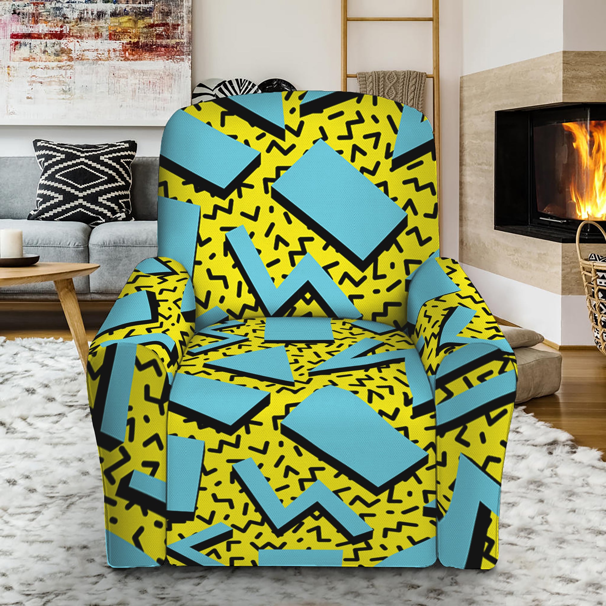 Retro Funky Pattern Print Recliner Slipcover