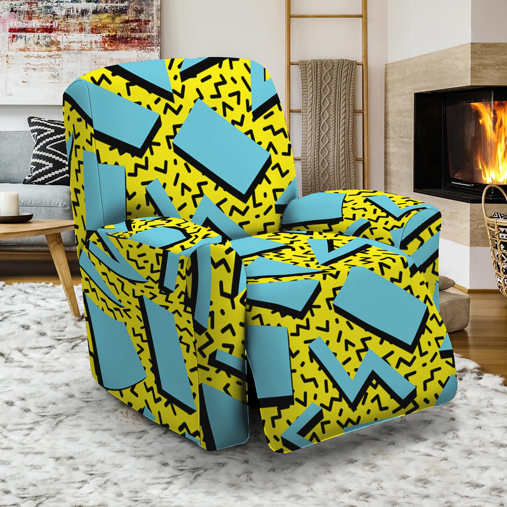 Retro Funky Pattern Print Recliner Slipcover