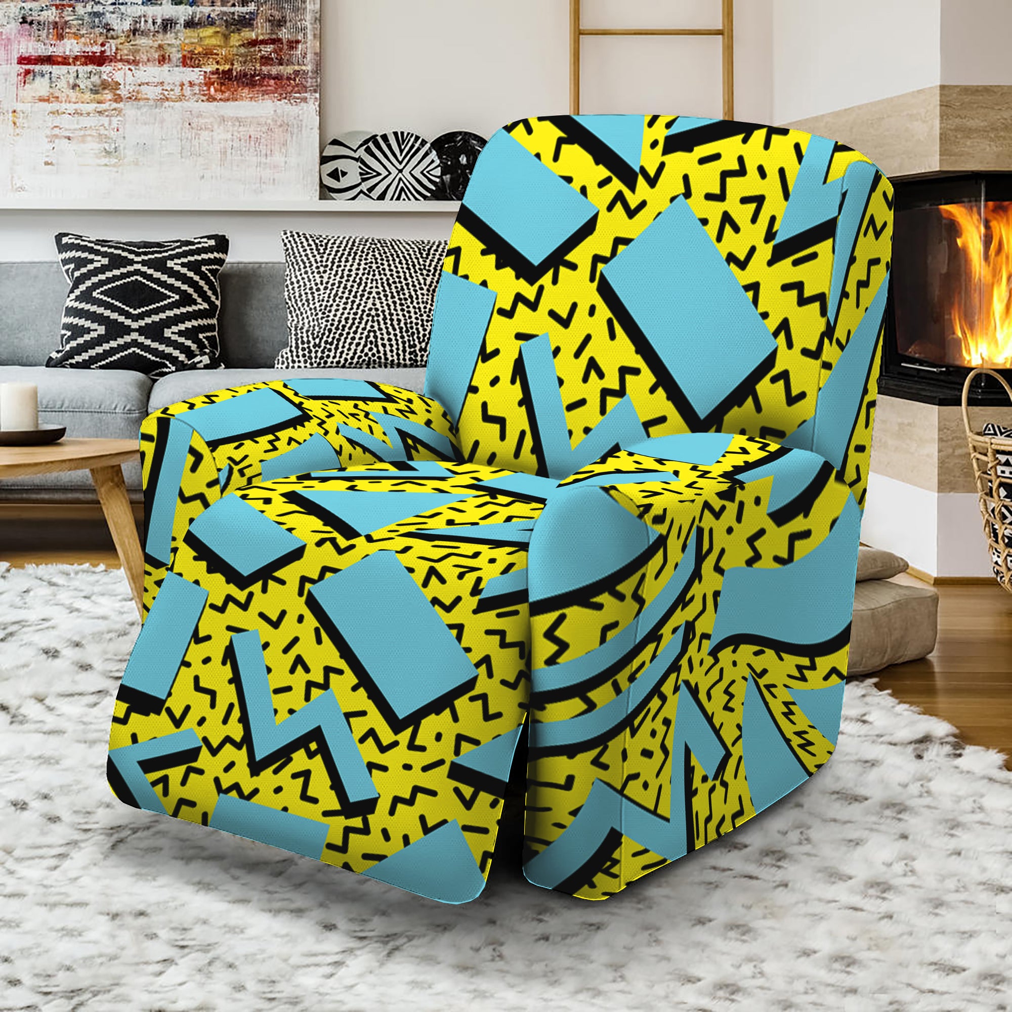 Retro Funky Pattern Print Recliner Slipcover