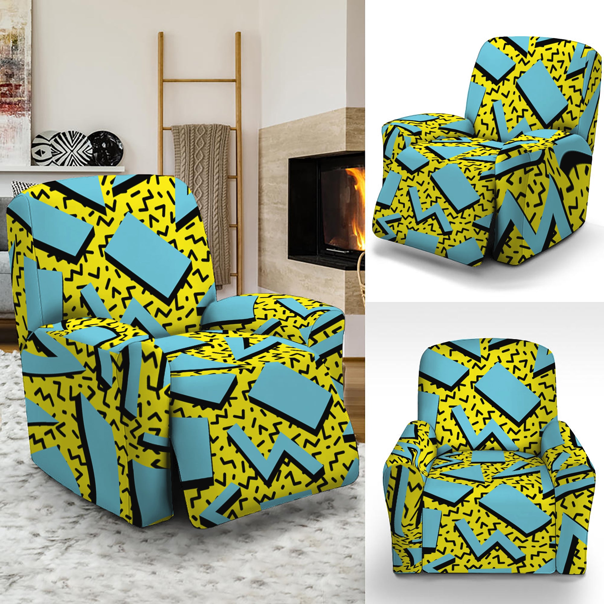 Retro Funky Pattern Print Recliner Slipcover