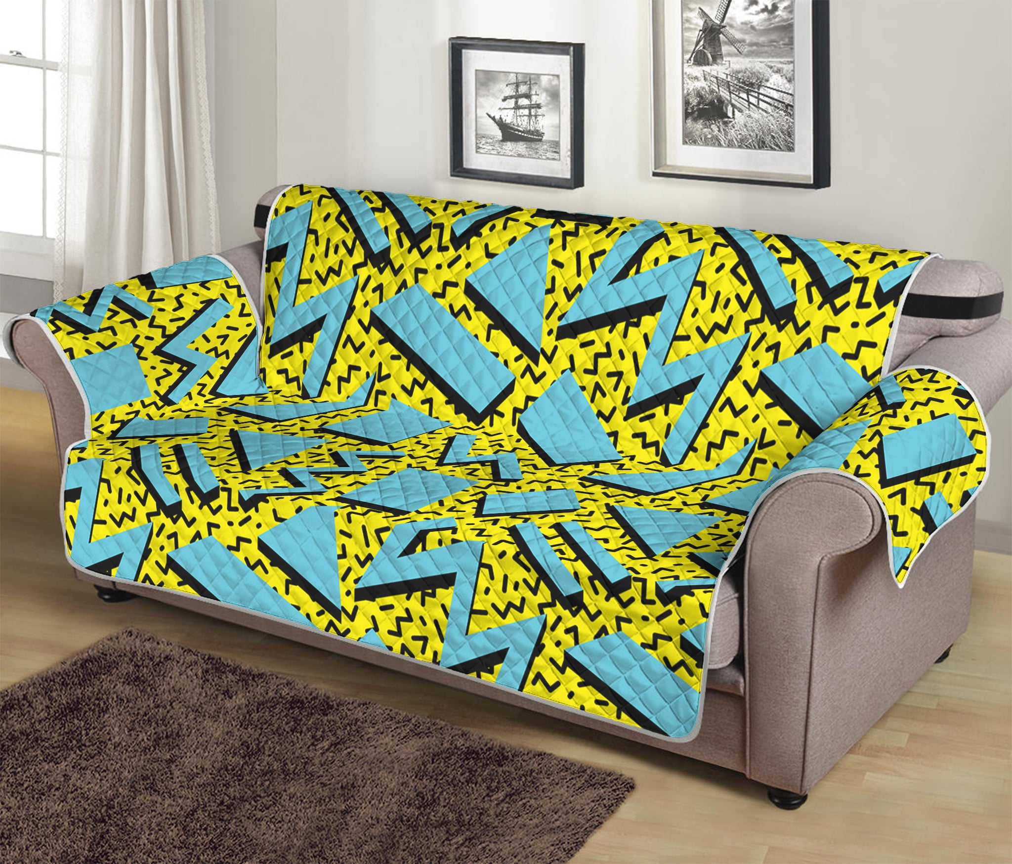 Retro Funky Pattern Print Sofa Protector