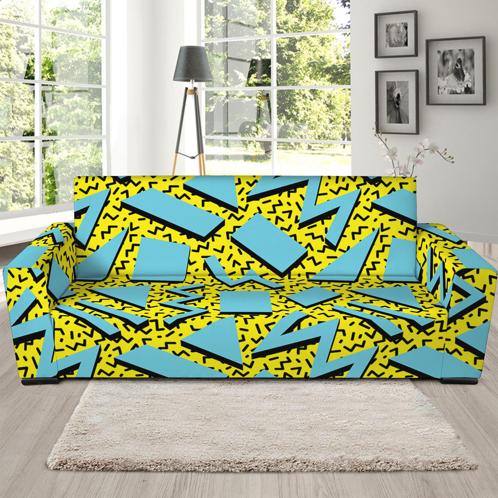 Retro Funky Pattern Print Sofa Slipcover