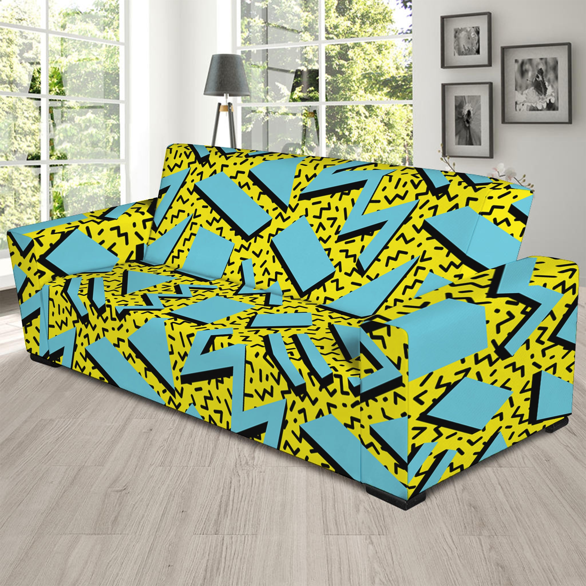 Retro Funky Pattern Print Sofa Slipcover