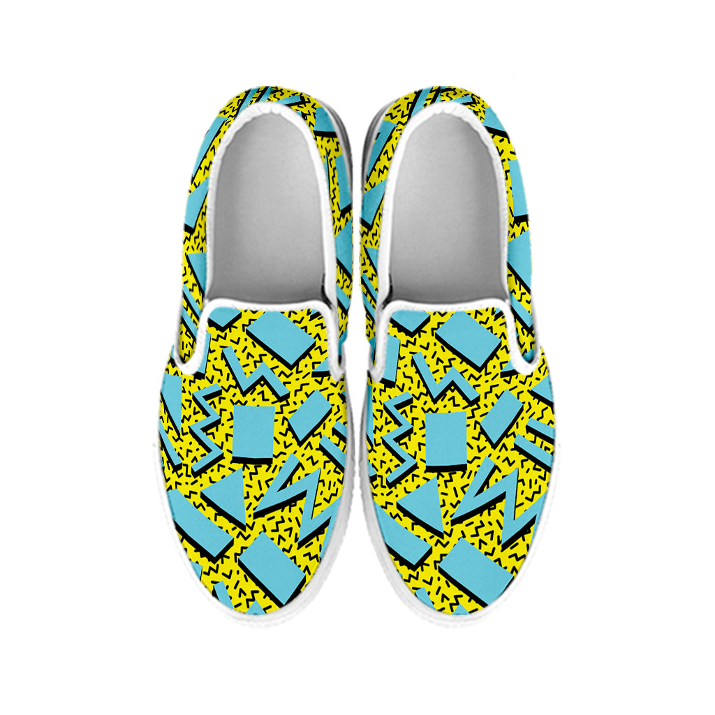 Retro Funky Pattern Print White Slip On Shoes