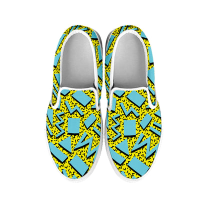 Retro Funky Pattern Print White Slip On Shoes