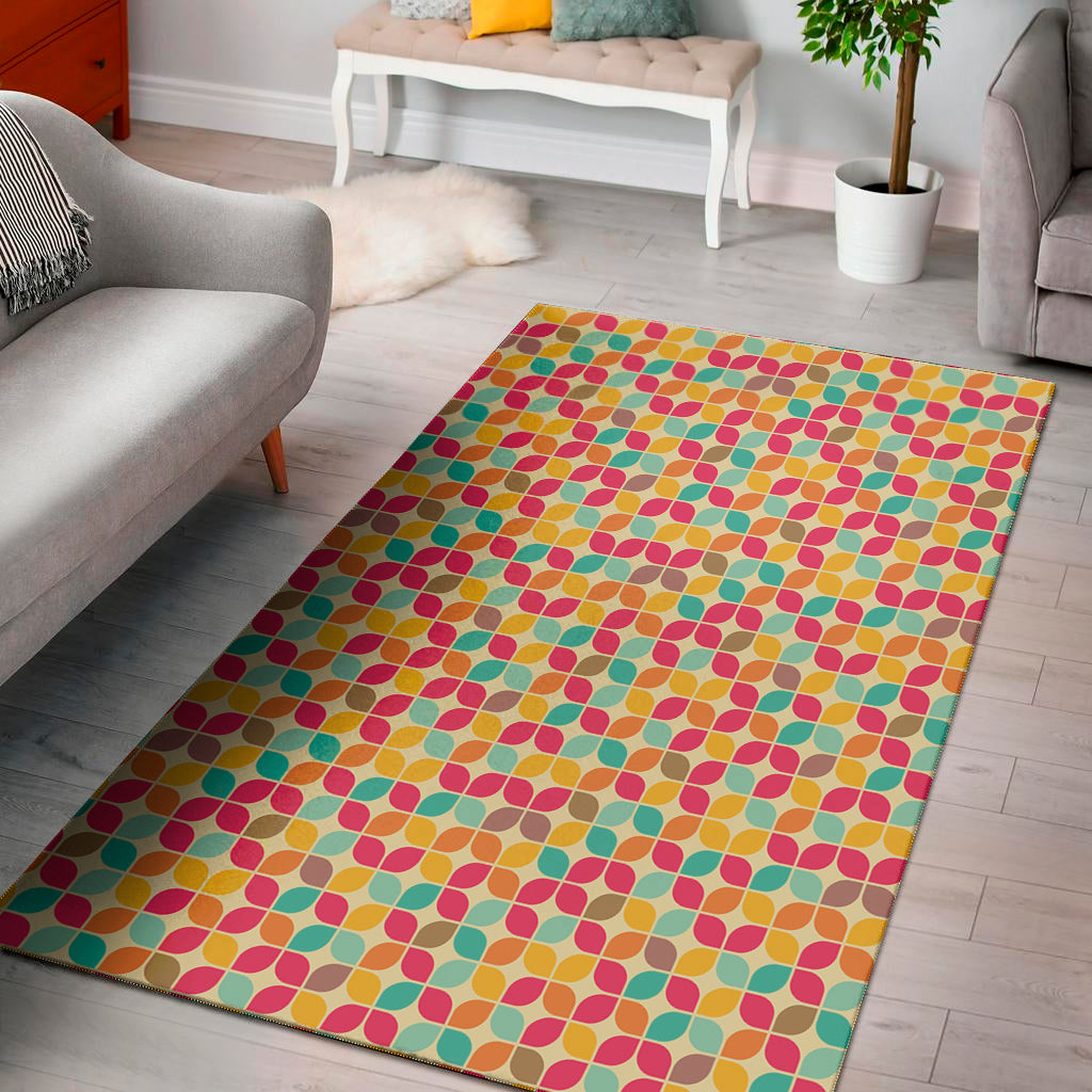 Retro Geometric Rounded Square Print Area Rug
