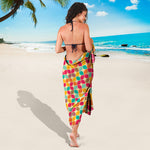 Retro Geometric Rounded Square Print Beach Sarong Wrap
