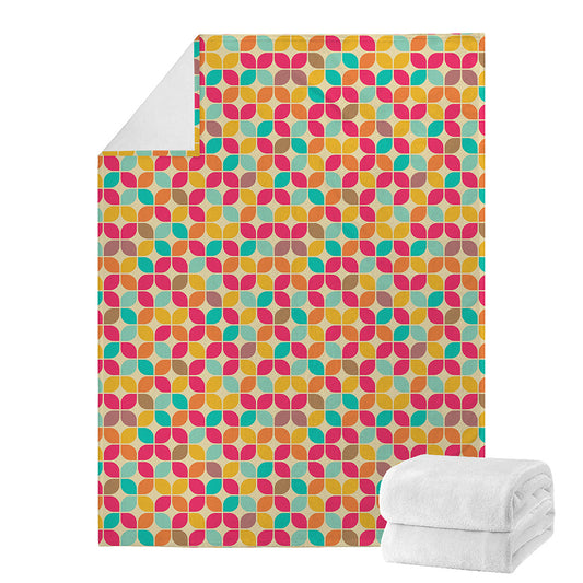 Retro Geometric Rounded Square Print Blanket