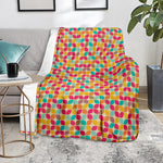 Retro Geometric Rounded Square Print Blanket