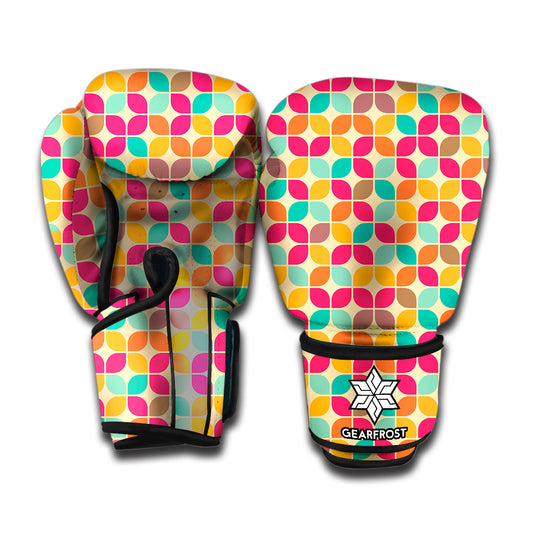 Retro Geometric Rounded Square Print Boxing Gloves
