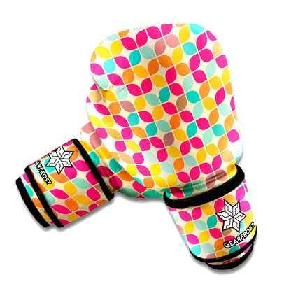 Retro Geometric Rounded Square Print Boxing Gloves