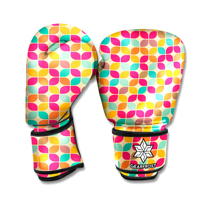 Retro Geometric Rounded Square Print Boxing Gloves