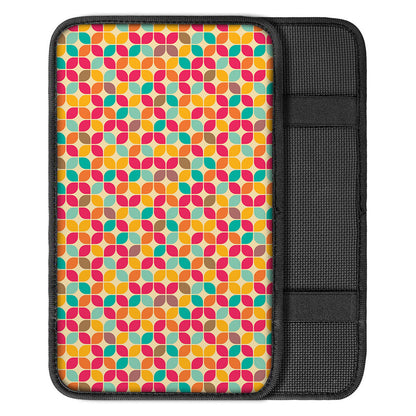 Retro Geometric Rounded Square Print Car Center Console Cover
