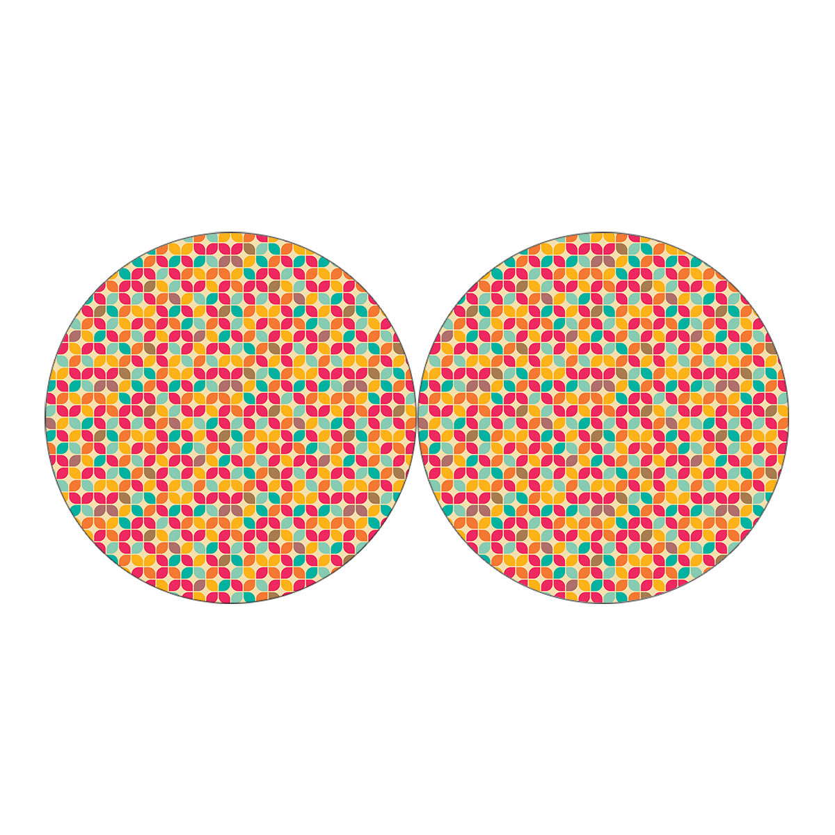 Retro Geometric Rounded Square Print Car Coasters