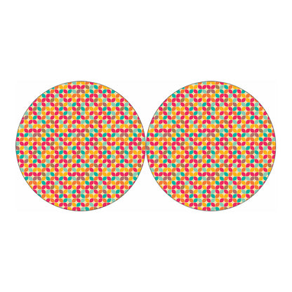 Retro Geometric Rounded Square Print Car Coasters