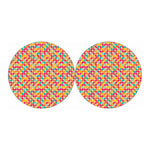 Retro Geometric Rounded Square Print Car Coasters