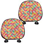 Retro Geometric Rounded Square Print Car Headrest Covers