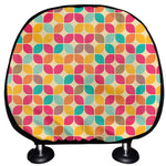 Retro Geometric Rounded Square Print Car Headrest Covers