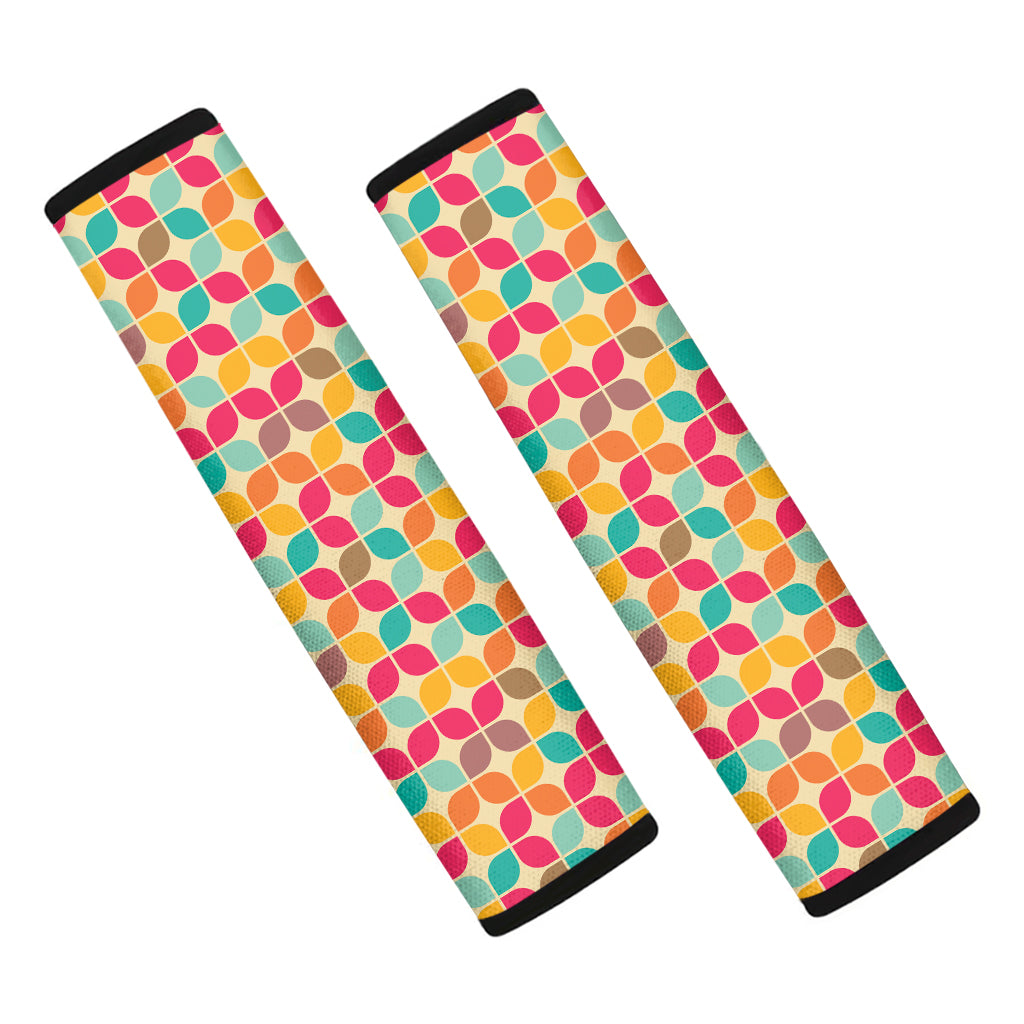 Retro Geometric Rounded Square Print Car Seat Belt Covers