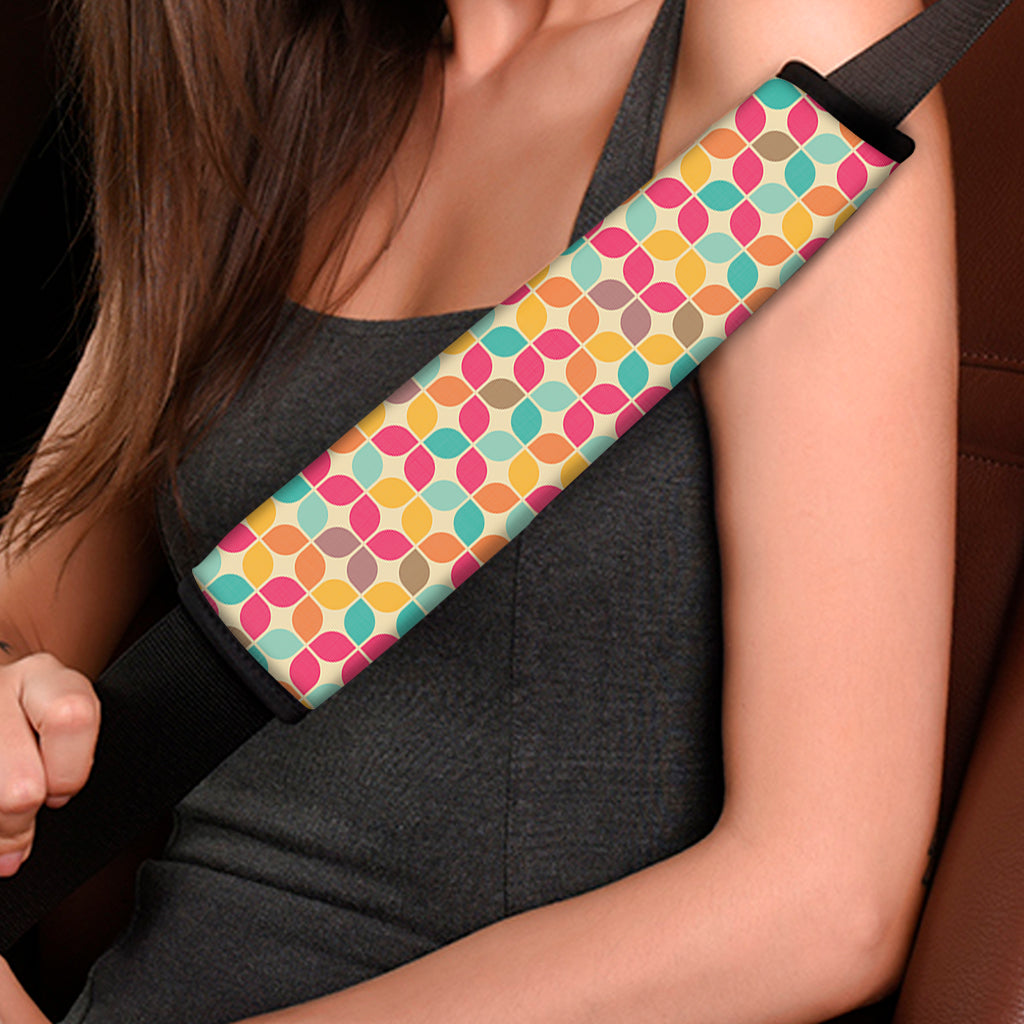 Retro Geometric Rounded Square Print Car Seat Belt Covers