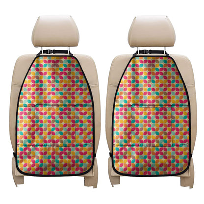 Retro Geometric Rounded Square Print Car Seat Organizers