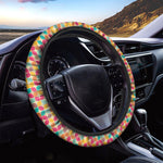 Retro Geometric Rounded Square Print Car Steering Wheel Cover