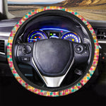 Retro Geometric Rounded Square Print Car Steering Wheel Cover