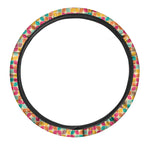Retro Geometric Rounded Square Print Car Steering Wheel Cover