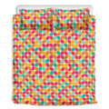 Retro Geometric Rounded Square Print Duvet Cover Bedding Set