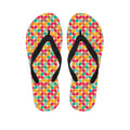 Retro Geometric Rounded Square Print Flip Flops