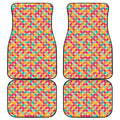 Retro Geometric Rounded Square Print Front and Back Car Floor Mats