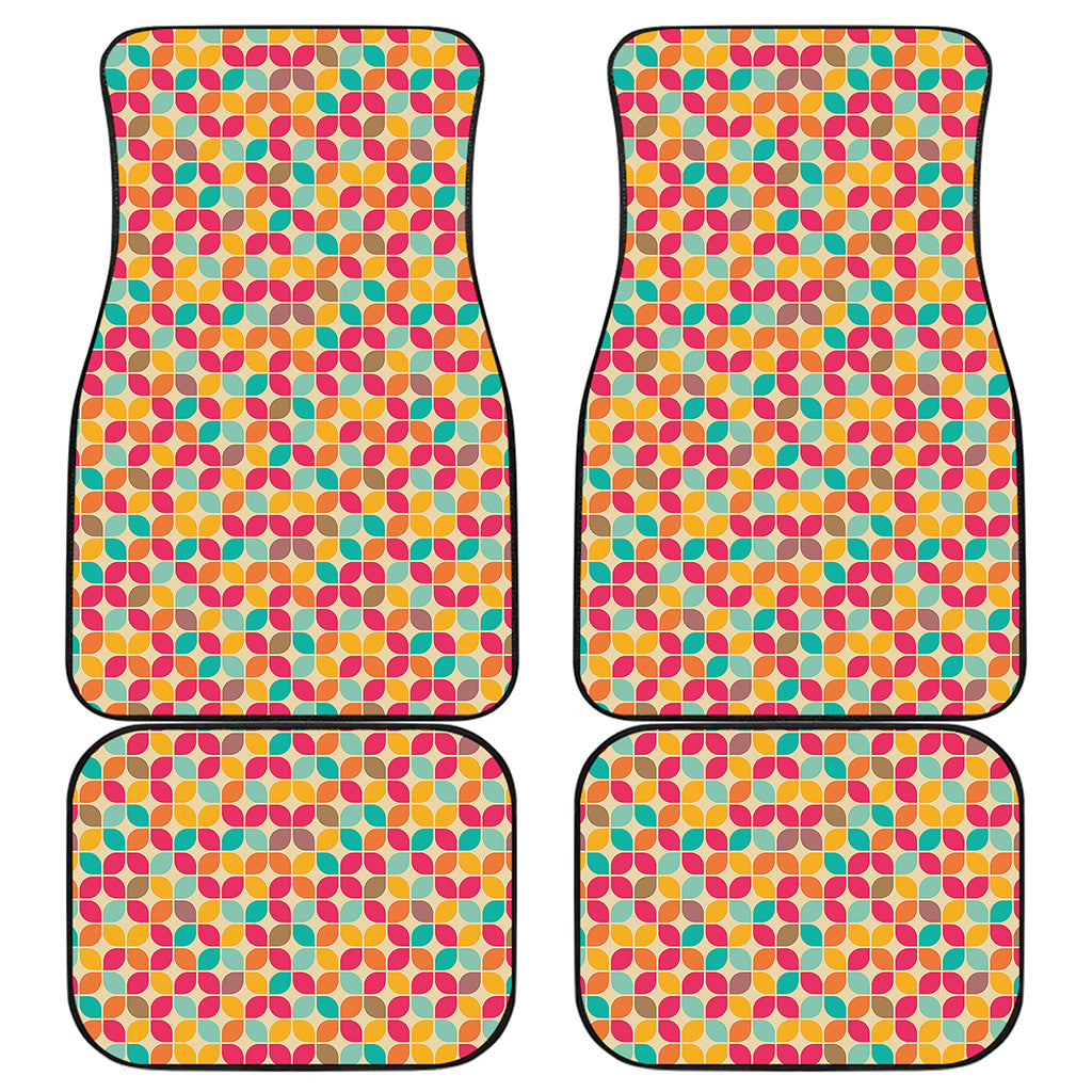 Retro Geometric Rounded Square Print Front and Back Car Floor Mats