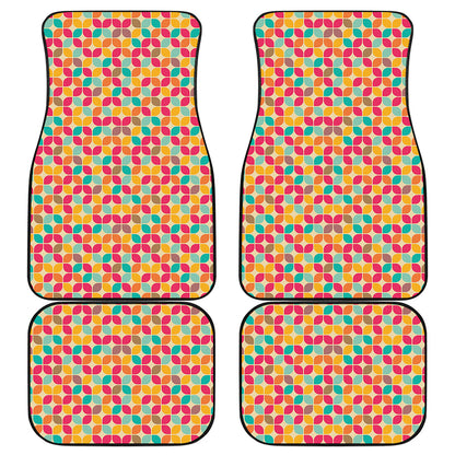 Retro Geometric Rounded Square Print Front and Back Car Floor Mats