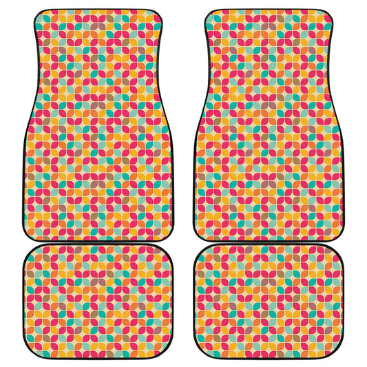 Retro Geometric Rounded Square Print Front and Back Car Floor Mats