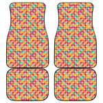 Retro Geometric Rounded Square Print Front and Back Car Floor Mats