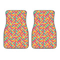 Retro Geometric Rounded Square Print Front Car Floor Mats