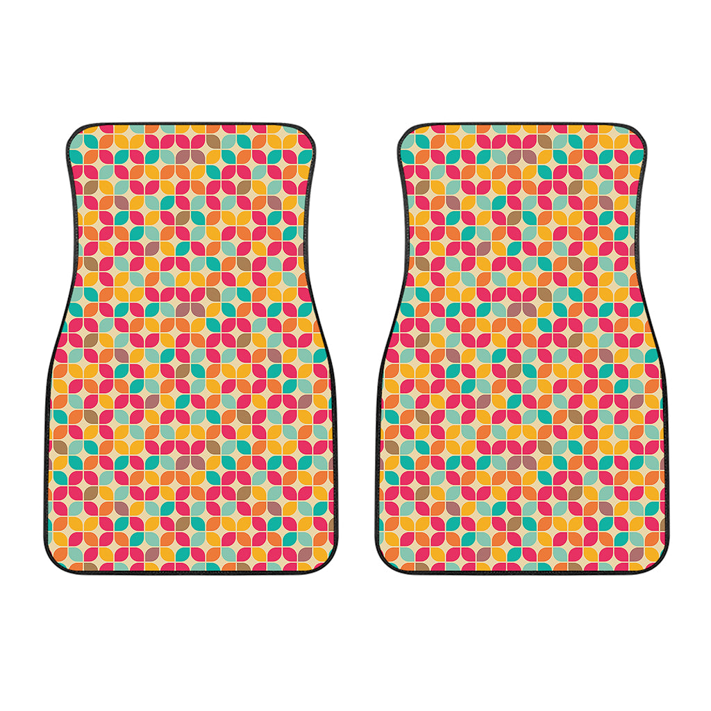 Retro Geometric Rounded Square Print Front Car Floor Mats