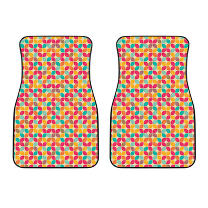Retro Geometric Rounded Square Print Front Car Floor Mats